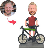 Man and Bicycle Custom Bobbleheads With Engraved Text