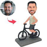 Man Riding a Bicycle Custom Bobbleheads With Engraved Text