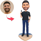 Man Standing On The Beach Custom Bobbleheads With Engraved Text