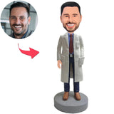 Male Doctor In White Coat With Hands In Pockets Custom Bobbleheads