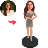 Beautiful Girl Pinching Her Waist Custom Bobbleheads With Engraved Text