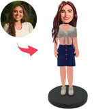 Beautiful Woman in Fashion Custom Bobbleheads With Engraved Text