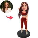 Stylish Woman In Red Suit Custom Bobbleheads With Engraved Text