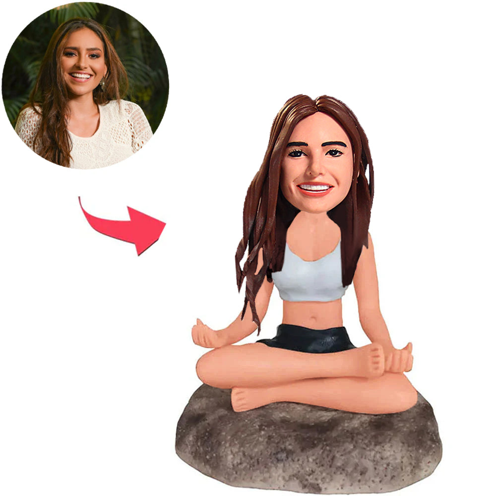 Sit Cross-legged Female Custom Bobbleheads
