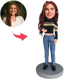 Woman In Sweater Custom Bobbleheads With Engraved Text