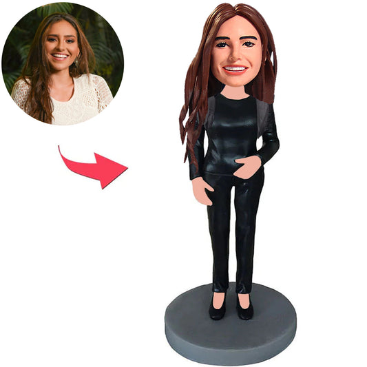 Black Suit Fashion Modern Female Custom Bobbleheads
