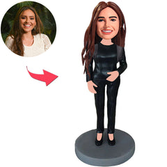Black Suit Fashion Modern Female Custom Bobbleheads