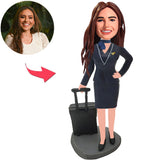 Airline Stewardess Custom Bobbleheads With Engraved Text