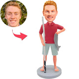 Casual Man Fishing Custom Bobbleheads Add Text