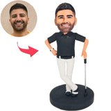 White Pants Golfer Posing Custom Bobbleheads Add Text