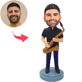 Man Playing Saxophone Custom Bobbleheads Add Text