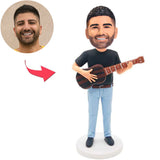 Cool Man Play the Guitar Custom Bobbleheads Add Text