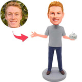Man Holding Cake Custom Bobbleheads Add Text