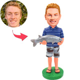 Man Holding a Big Fish Custom Bobbleheads Add Text