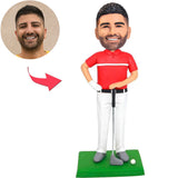 Red Shirt Golfer Custom Bobbleheads Add Text