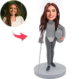 Female Fencer Custom Bobbleheads Add Text