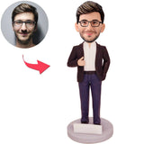 Cool Black Suit Man Custom Bobbleheads Add Text