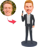 Cool Man with Gun Custom Bobbleheads Add Text