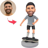Boy Playing Skateboard Custom Bobbleheads Add Text