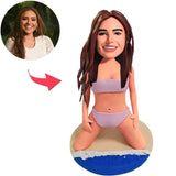 Girl on the Beach Custom Bobbleheads Add Text