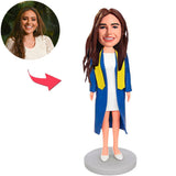 Blue Suit Graduation Girl Custom Bobbleheads Add Text