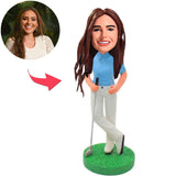 Female Golfer Custom Bobbleheads Add Text