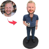 Custom Bobbleheads Man Holding Coffee Cup Add Text