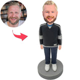 Custom Bobbleheads Cool Man In Sweater Add Text
