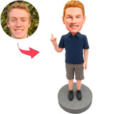 Custom Bobbleheads Man Pointing to The Sky Add Text
