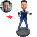 Custom Bobbleheads Happy Casual Man Add Text