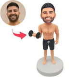 Custom Bobbleheads Man Exercising With Dumbbells Add Text