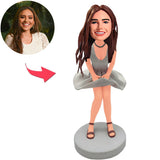 Custom Bobbleheads Girl With Flying Skirt Add Text