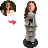 White Dress Fashion Modern Girl Custom Bobbleheads Add Text