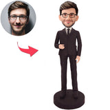 Black Suit Business Cool Man Judge Custom Bobbleheads Add Text