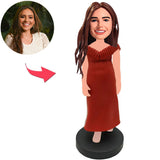 Red Dress Modern Girl Custom Bobbleheads Add Text