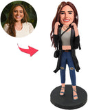 Girl with Bag Custom Bobbleheads Add Text