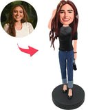 Woman in Jeans Custom Bobbleheads Add Text