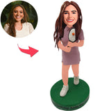 Female Tennis Player Custom Bobbleheads Add Text