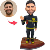 Handsome Fire Fighter Custom Bobbleheads Add Text