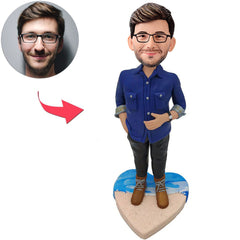 Blue Shirt Casual Man Custom Bobbleheads