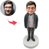 Man in Down Jacket Custom Bobbleheads Add Text