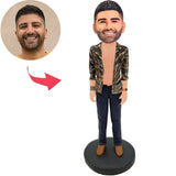 Man in Camouflage Custom Bobbleheads Add Text