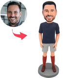Custom Bobbleheads Happy Casual Man with Sportswear Add Text