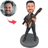 Custom Bobbleheads Rock Star with Super Realistic Guitar Add Text