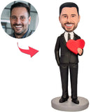 Man Holding A Love Heart Custom Bobbleheads Add Text