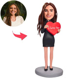 Woman Holding A Love Heart Custom Bobbleheads Add Text