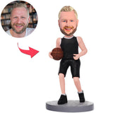 Black Suit Basketball Player Custom Bobbleheads Add Text