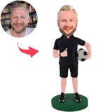 Black Suit Soccer Custom Bobbleheads Add Text
