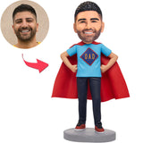 Custom Superhero Super Dad Bobbleheads With Engraved Text