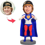 Superhero Blue Suit Superman Bobbleheads With Engraved Text
